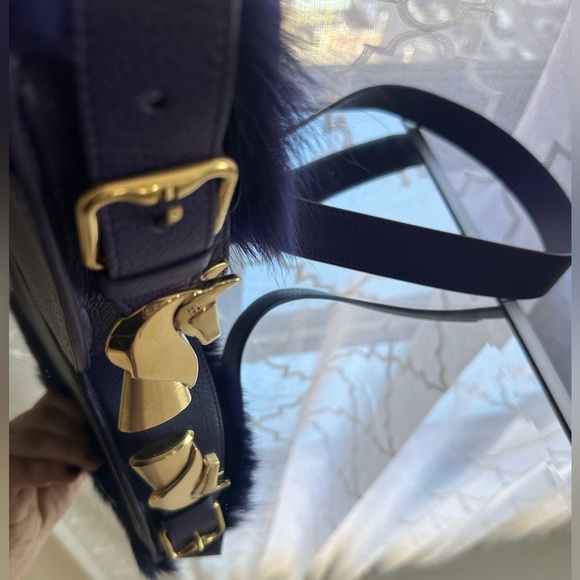 ✨ NWT Burberry Leather Chess Satchel in Purple ✨ - Picture 4 of 13